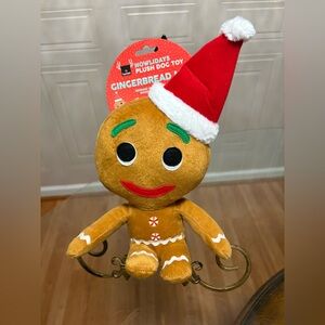 Gingerbread Man With Santa’s Hat Squeaky Dog Toy FuzzYard Brand  12.5”